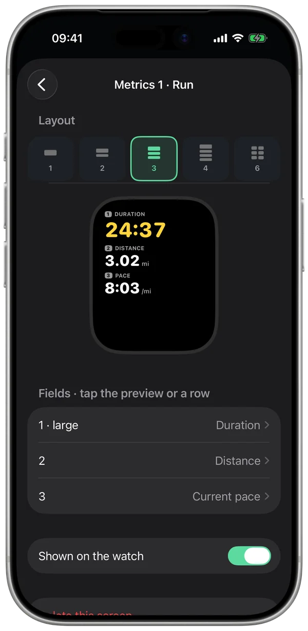 Building a run screen on iPhone, with its preview