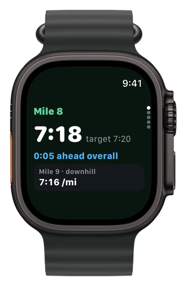 Mile screen on Apple Watch: 5 s ahead in total