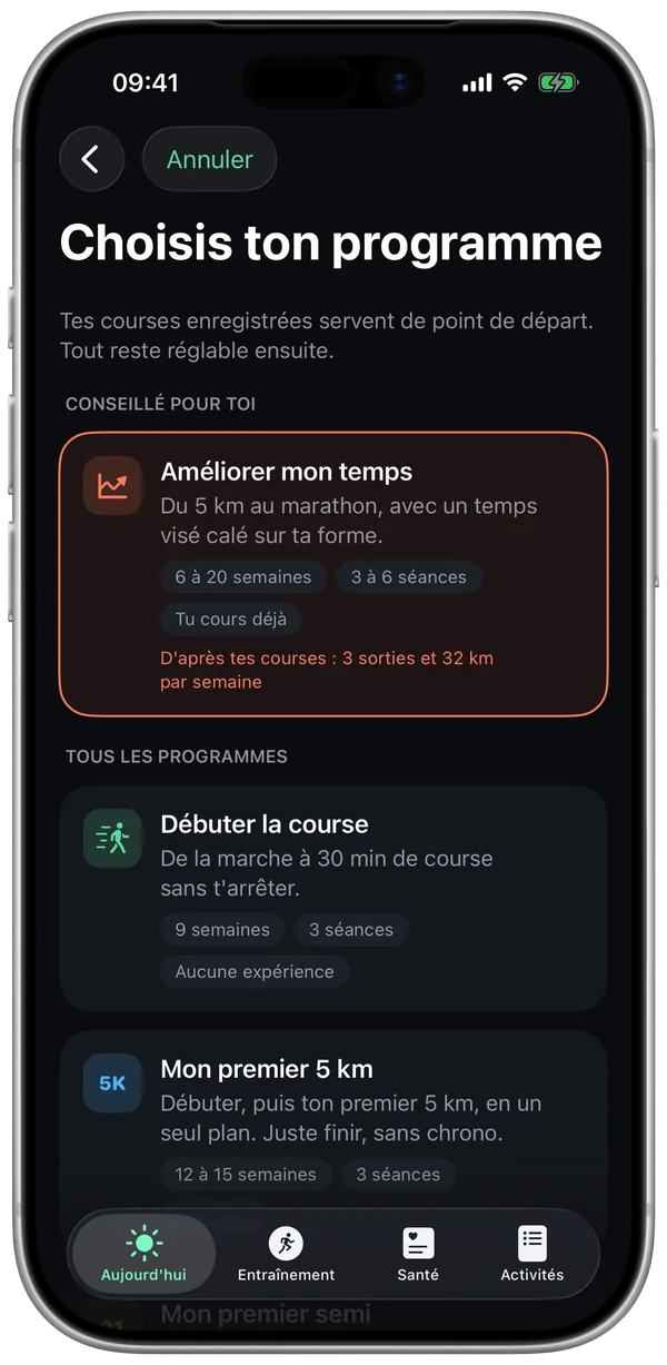 Choisis ton programme