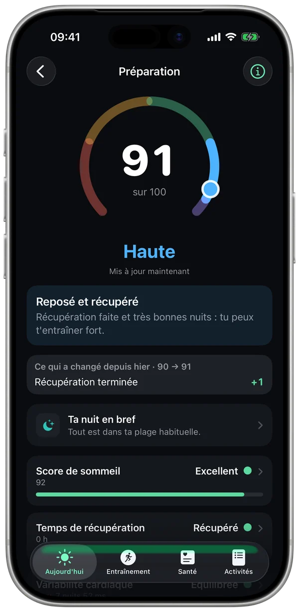 Écran Préparation