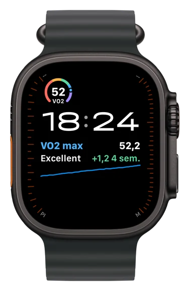 Cadran de l'Apple Watch avec les complications VO2 max de Stamio