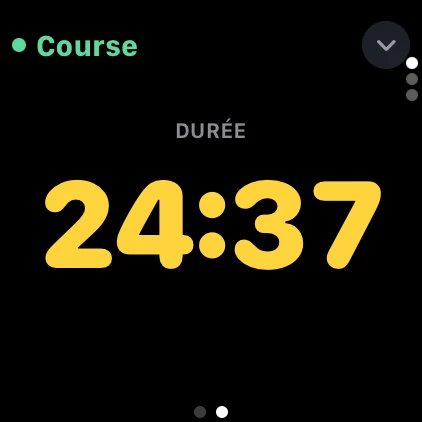 Écran de course avec un seul champ : la durée en très grand