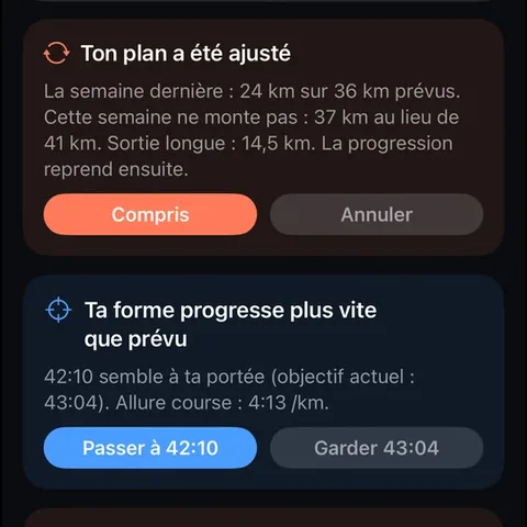 Ton plan a été ajusté : la semaine ne monte pas, la progression reprend ensuite